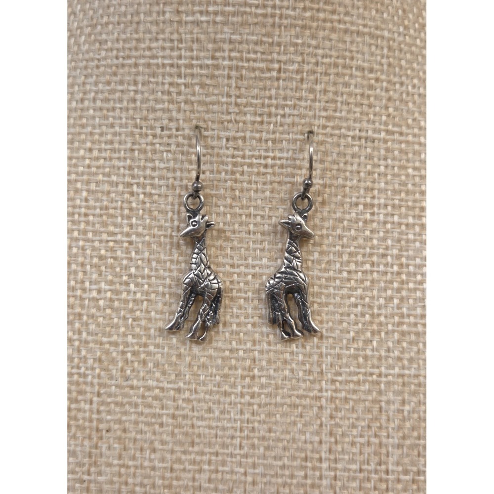 Vintage Sterling Silver Giraffe Earrings 925 Safari‎